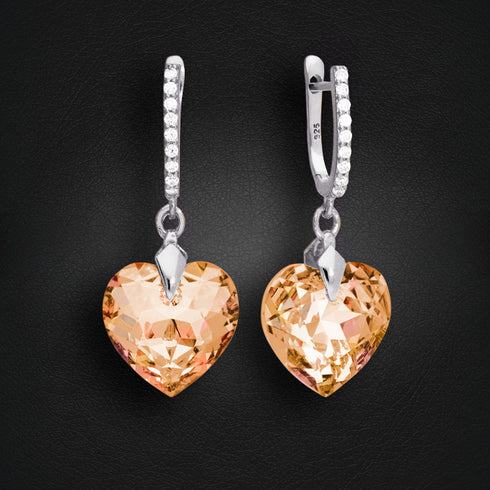 Серебряные серьги "Iemīlējusies Sirds III R (Colorado Topaz)" с кристаллами Swarovski™